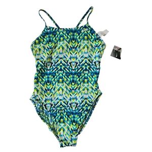 Nike Women One Piece Swimsuit in Blue and Green